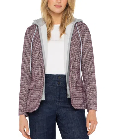 Liverpool Los Angeles Tweed Blazer With Removable Hoodie Insert In Pink