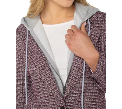 Liverpool Los Angeles Tweed Blazer With Removable Hoodie Insert In Pink
