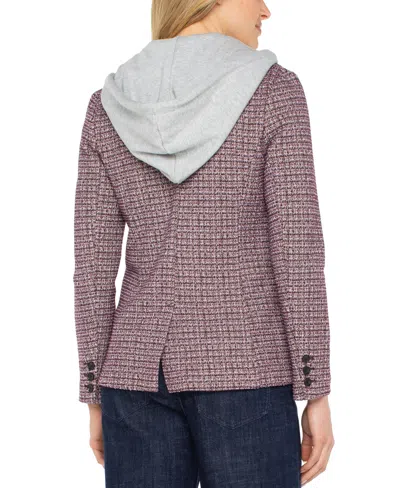 Liverpool Los Angeles Tweed Blazer With Removable Hoodie Insert In Pink