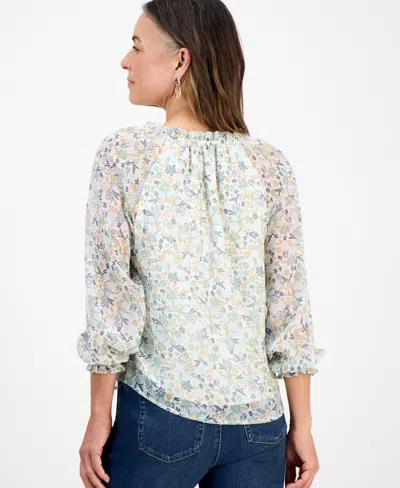 Style & Co Petite Romance Ditsy Shine Top, Macy's Exclusive In Multi