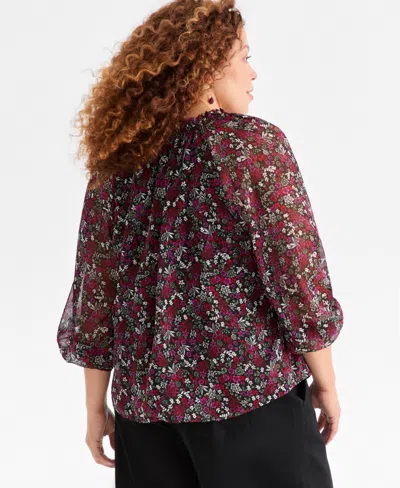 Style & Co Plus Size Printed Ruffled Top, Macy's Exclusive In Animal Print