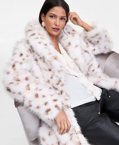 Inc International Concepts Women's Printed Long Faux-fur Coat, Macy's Exclusive In White