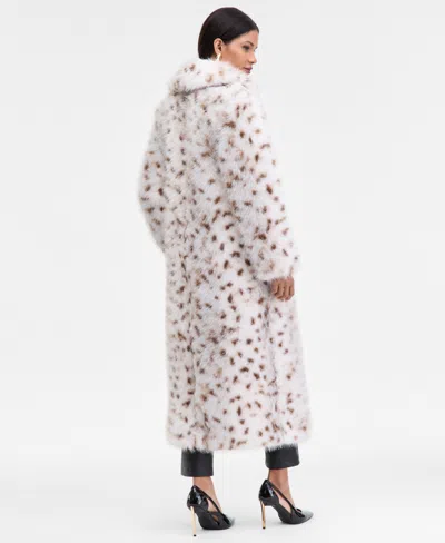 Inc International Concepts Women's Printed Long Faux-fur Coat, Macy's Exclusive In White
