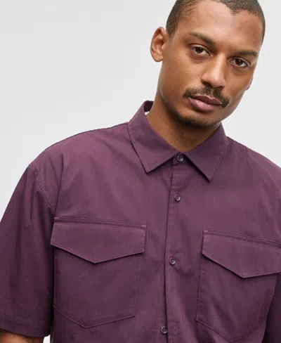 Mode Of One Men's Relaxed-fit Patch Pocket Short-sleeve Shirt, Macy's Exclusive In Purple
