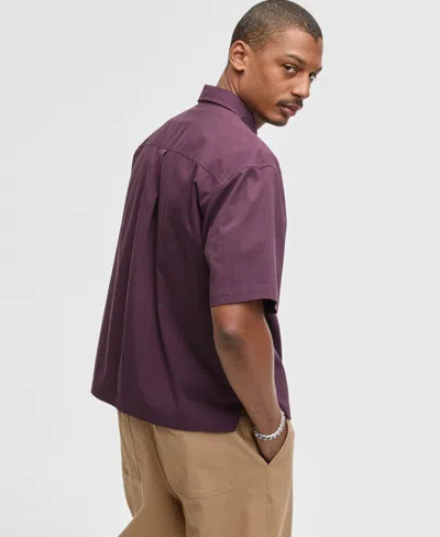 Mode Of One Men's Relaxed-fit Patch Pocket Short-sleeve Shirt, Macy's Exclusive In Purple