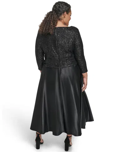 Jessica Howard Plus Size 3/4-sleeve V-neck Dress In Black