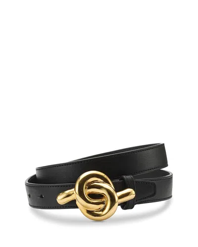 Lelet Ny Glossy Knot Leather Belt In Black