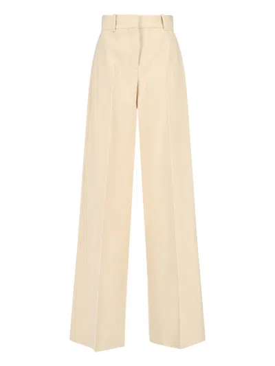 Ermanno Scervino High Waist Wide Leg Trousers With Belt Loops In Neutral