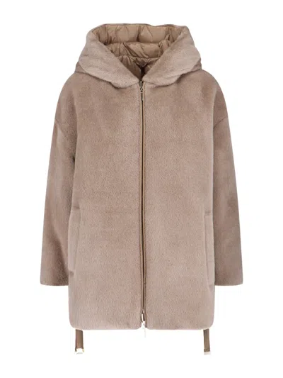 Max Mara Spacefe Reversible Down Coat In Brown