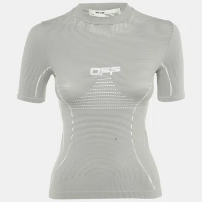 Pre-owned Off-white Grey Logo Jersey Active T-shirt S/m In Gray