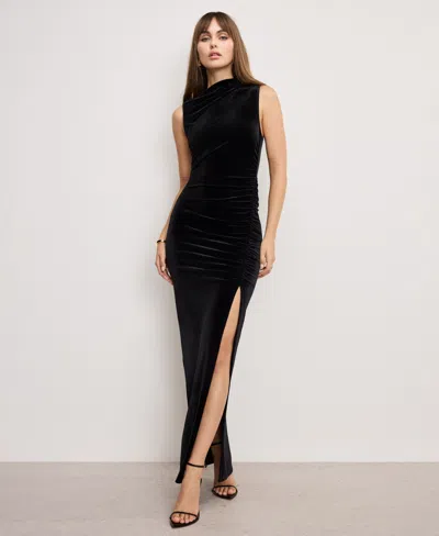 Good American Women's Velvet High Neck Maxi Dress, Regular And Plus Size In Black