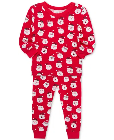 Little Me Baby Santa-print Pajama Top & Pants, 2 Piece Set In Red