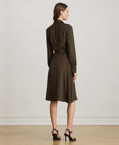 Ralph Lauren Womens Chain Print Crepe Shirtdress 0p 18 In Multi