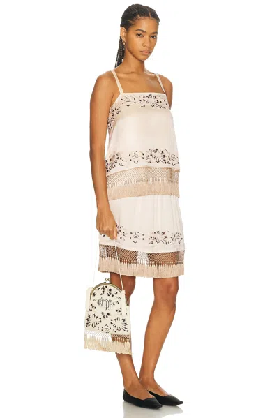 Bode Floral Tassel Backpack In White