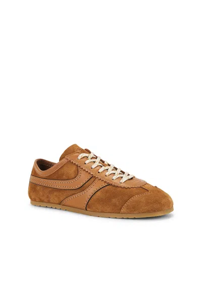 Dries Van Noten Stitched Contrast Rubber Sole Suede Panel Sneakers In Brown