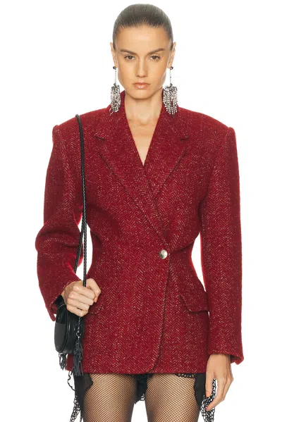Isabel Marant Brushed Wool Blend Jacket With Buttoned Cuffs In Red