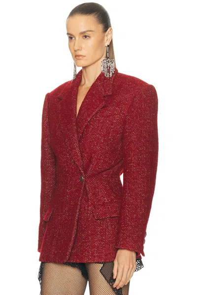 Isabel Marant Brushed Wool Blend Jacket With Buttoned Cuffs In Red