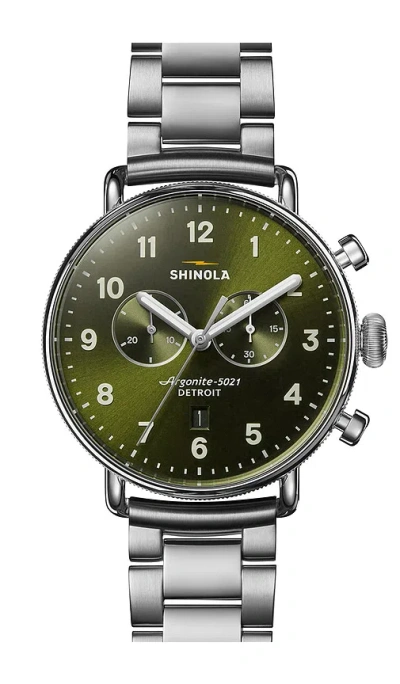 Shinola Canfield Chronograph 43mm In Green