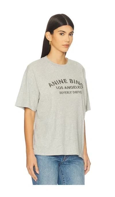 Anine Bing Graphic Print Crew Neck Short Sleeve Top In Gray