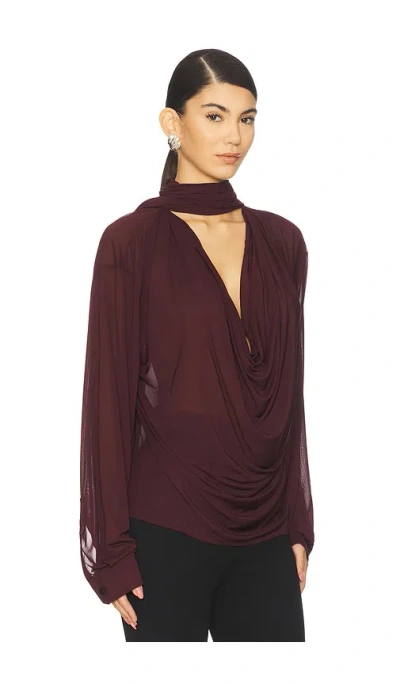 Atlein Draped Collar Blouse In Burgundy