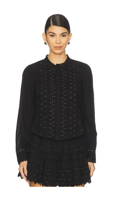 Loveshackfancy Larine Top In Black