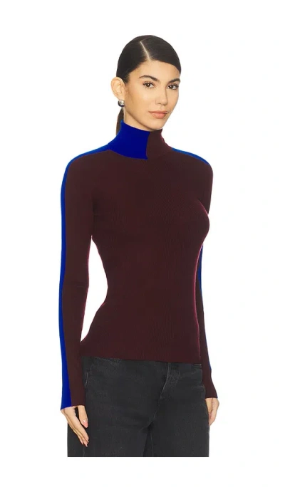 Essentiel Antwerp Iffort Bicolour Turtleneck Pullover Sweater In Brown