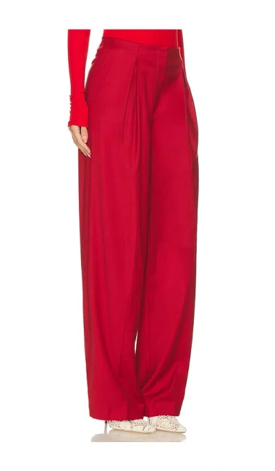 Blumarine Twill Wide Leg Trouser In Red