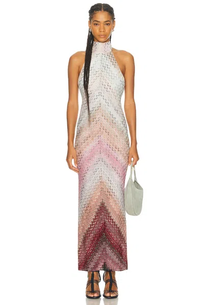 Missoni Sleeveless Backless Halter Neck Dress In Multi