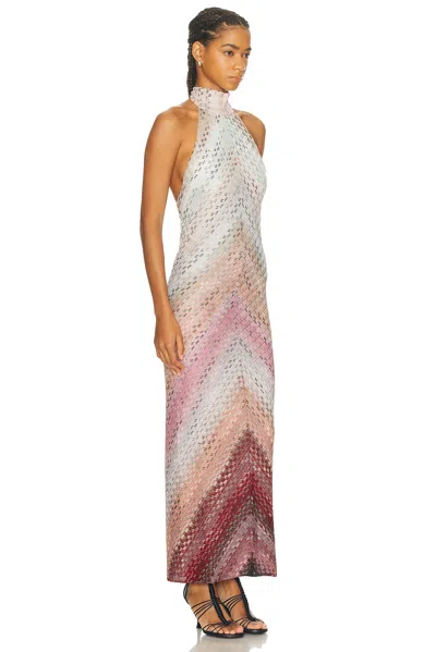 Missoni Sleeveless Backless Halter Neck Dress In Multi