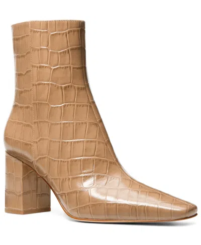 Michael Kors Michael  Women's Elise Block Heel Booties In Brown