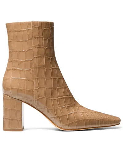 Michael Kors Michael  Women's Elise Block Heel Booties In Brown