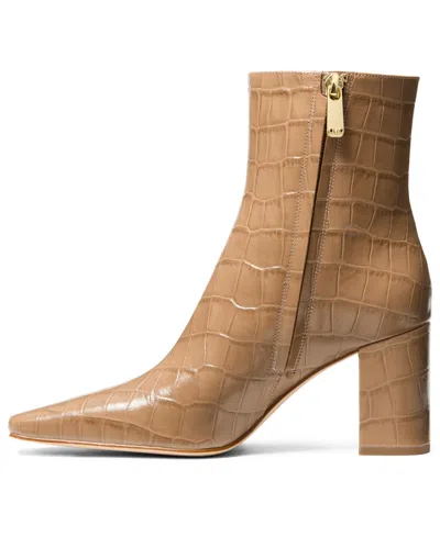 Michael Kors Michael  Women's Elise Block Heel Booties In Brown