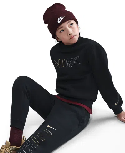 Nike Kids 7-20 Sportswear Club Crewneck Sweatshirt In Black