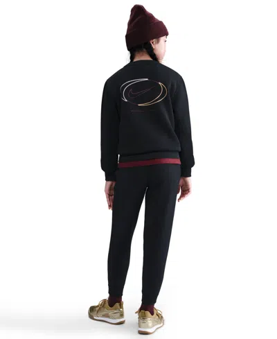 Nike Kids 7-20 Sportswear Club Crewneck Sweatshirt In Black