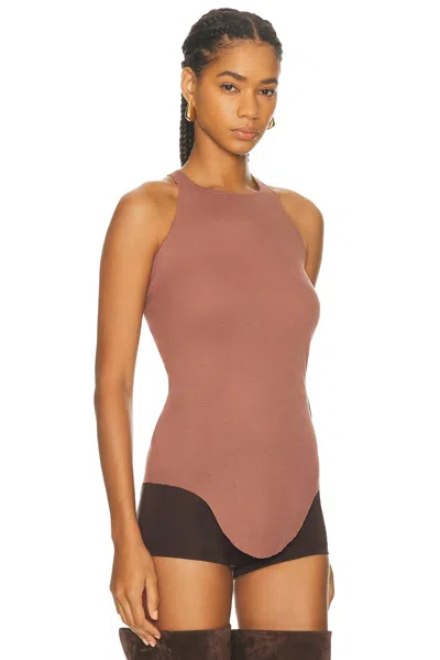 Rick Owens Sleeveless Racerback Top Curved Hem In Burgundy