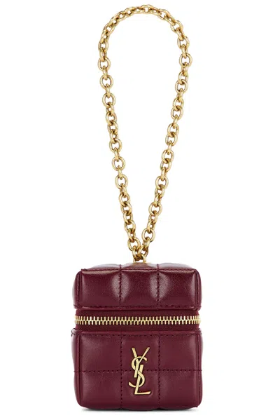 Saint Laurent Mini Cube Box With Chain In Burgundy