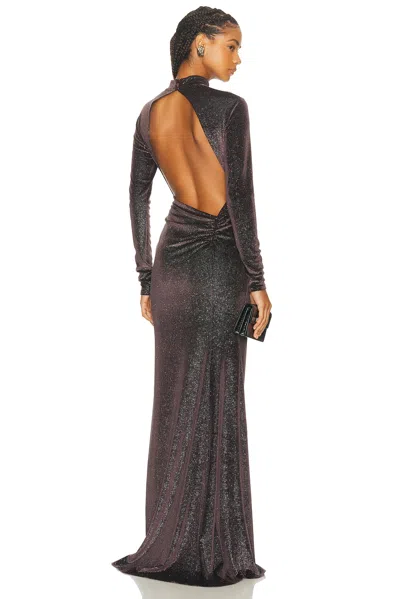 The Sei Open Back Long Sleeve Gown In Brown