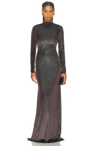 The Sei Open Back Long Sleeve Gown In Brown