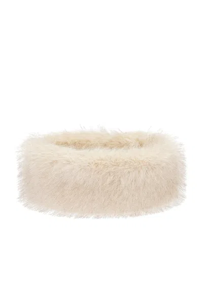Valentino Beige Vlogo Signature Faux-fur Headband In White