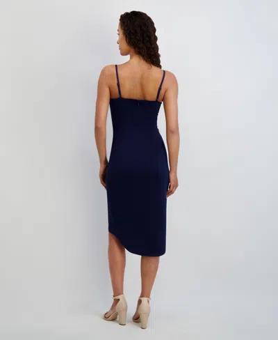 Siena Women's Sleeveless Cowlneck Bodycon Ruched Dress In Blue