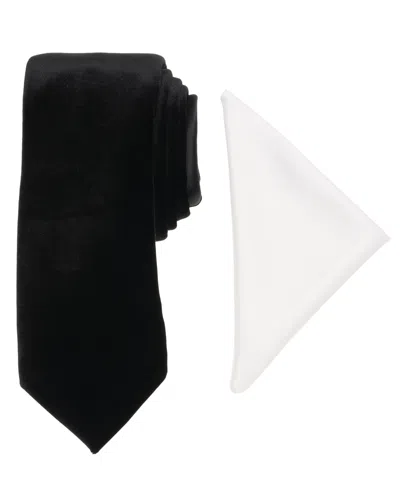 Alfani Men's Modern Textured Tie & Pocket Square Set, Created For Macy's In Black