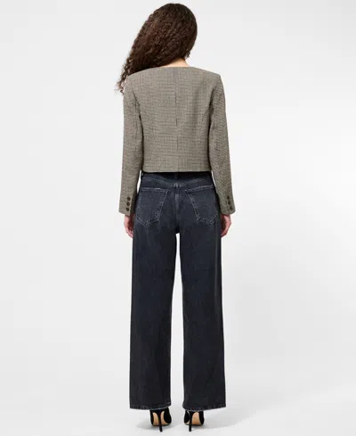 French Connection Houndstooth Cropped Jacket In Gray