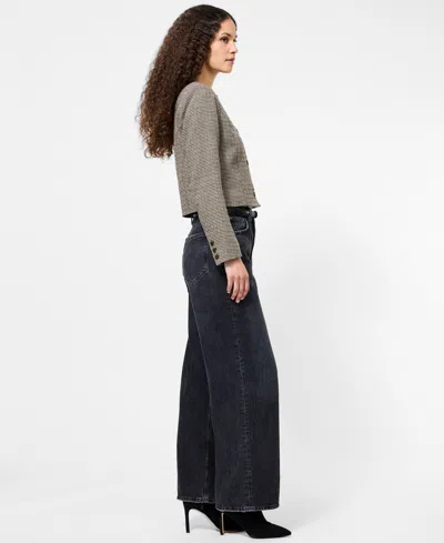 French Connection Houndstooth Cropped Jacket In Gray