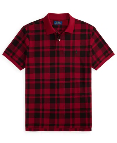 Polo Ralph Lauren Ralph Lauren Plaid Mesh Polo Shirt In Red