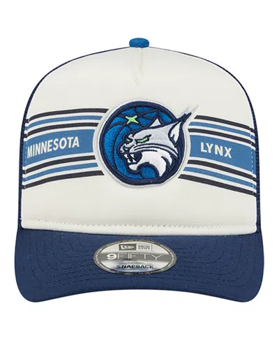 New Era Men's And Women's White/navy Minnesota Lynx Banner Foam Front 9fifty A-frame Adjustable Trucker Hat In White