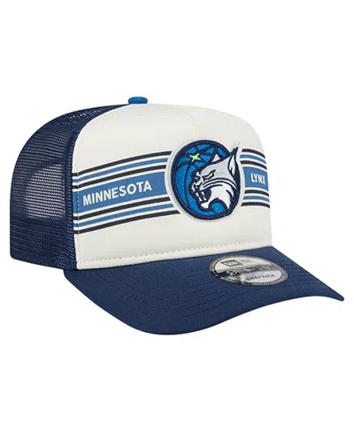 New Era Men's And Women's White/navy Minnesota Lynx Banner Foam Front 9fifty A-frame Adjustable Trucker Hat In White