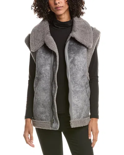 Frye Water Resistant Faux Shearling Vest In Gray