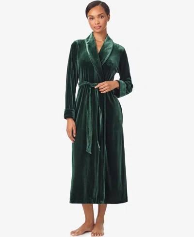 Ralph Lauren Robe Womens Small Green Velvet Shawl Collar Sleepwear Jdm405 (green,regular,s) In Green