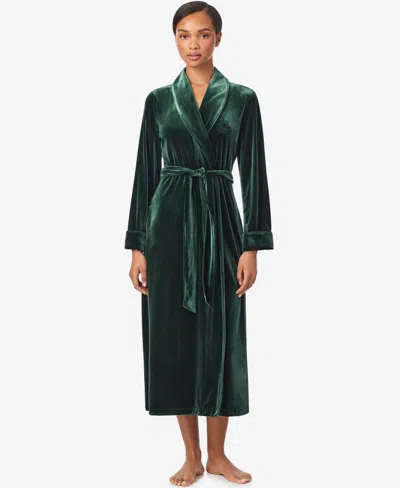 Ralph Lauren Robe Womens Small Green Velvet Shawl Collar Sleepwear Jdm405 (green,regular,s) In Green