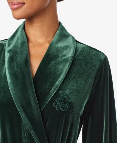 Ralph Lauren Robe Womens Small Green Velvet Shawl Collar Sleepwear Jdm405 (green,regular,s) In Green